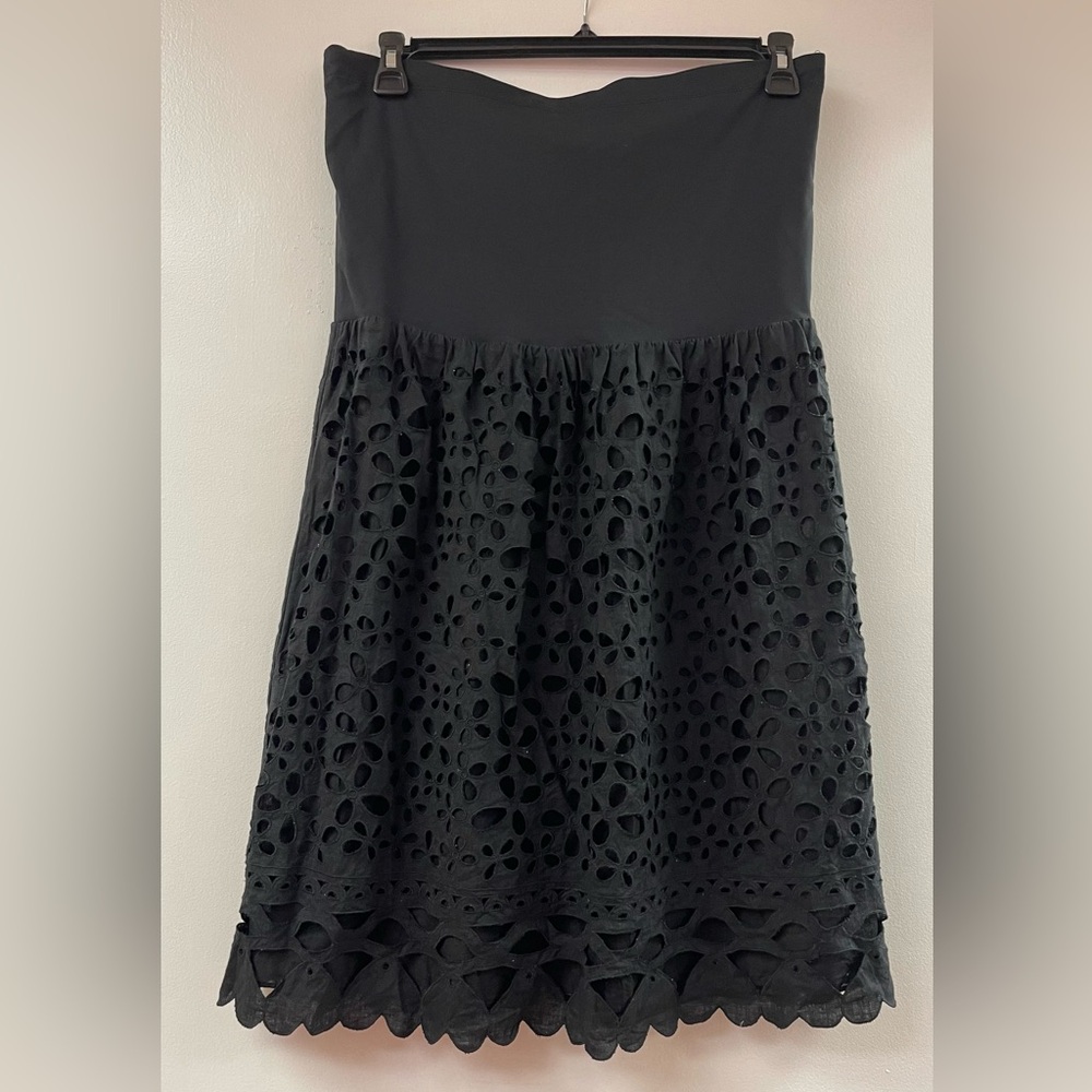 DKNY black eyelet strapless mini dress M/L